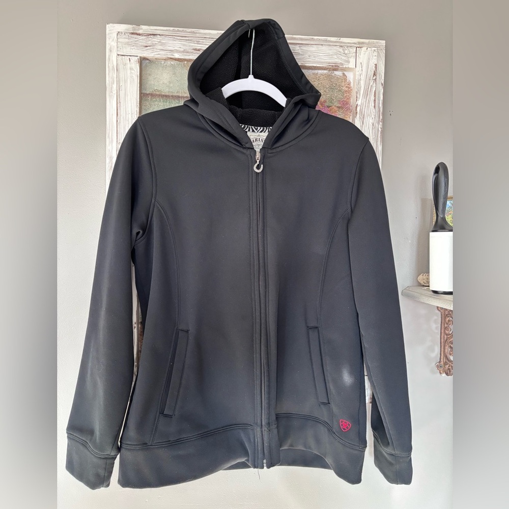 Ariat Full Zip Jacket Black Large Polyester Softs… - image 1